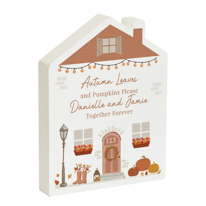 Personalised Autumnal Wooden House Ornament – alternative view