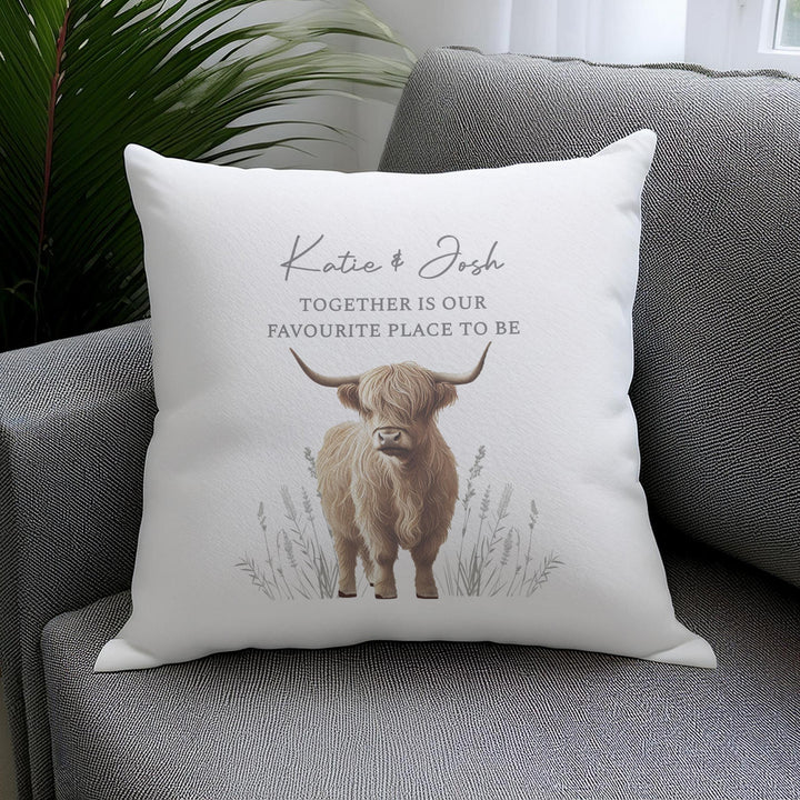 Personalised Highland Cow Cushion – alternative view