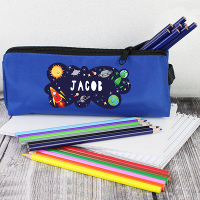 Personalised Space Blue Pencil Case