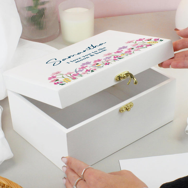 Personalised Floral Wooden Keepsake Box – alternative view