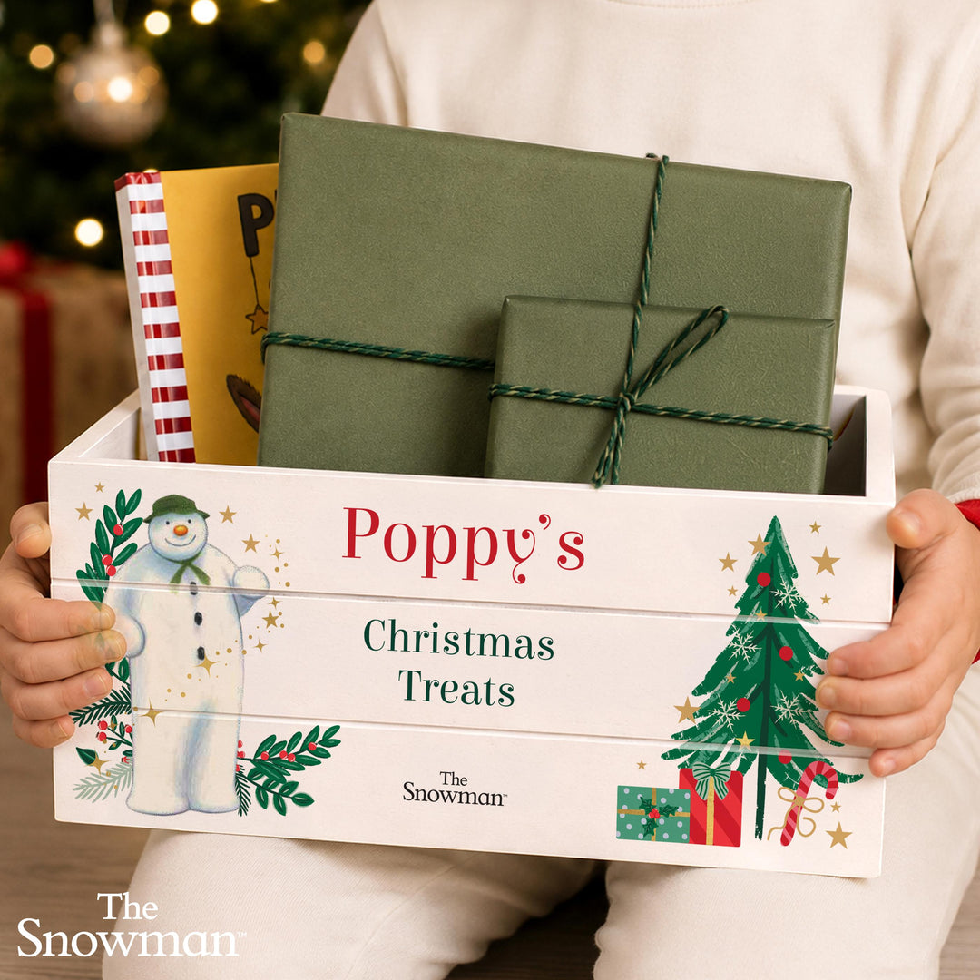 Personalised Wooden Crate – The Snowman Christmas Wishes
