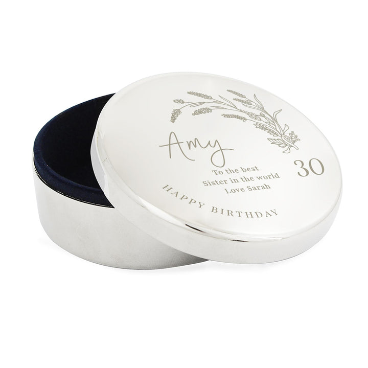 Personalised Birthday Round Trinket Box – alternative view