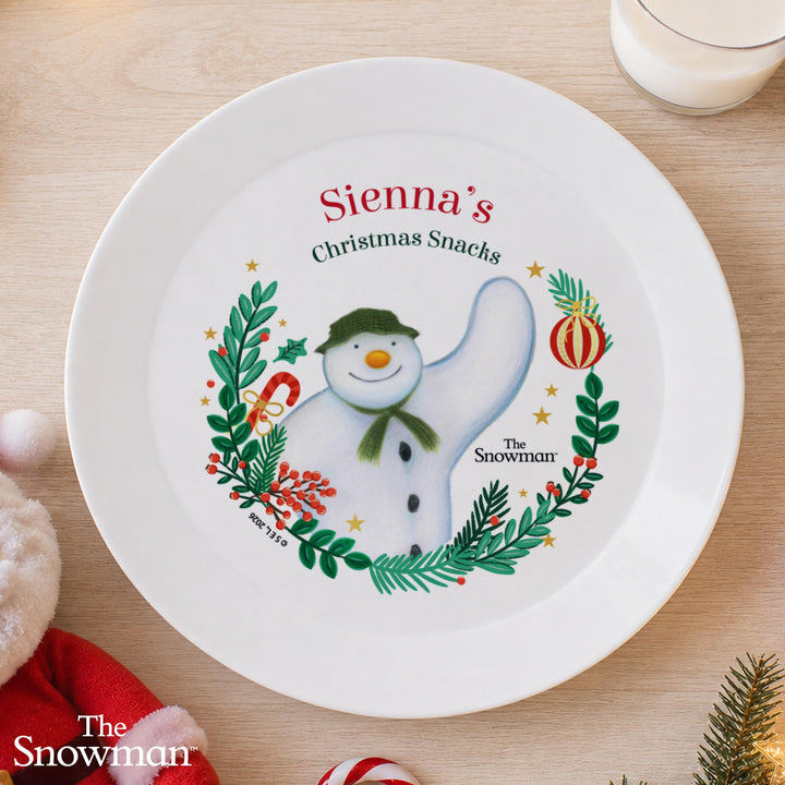 Personalised Plastic Dinner Plate with Message – The Snowman