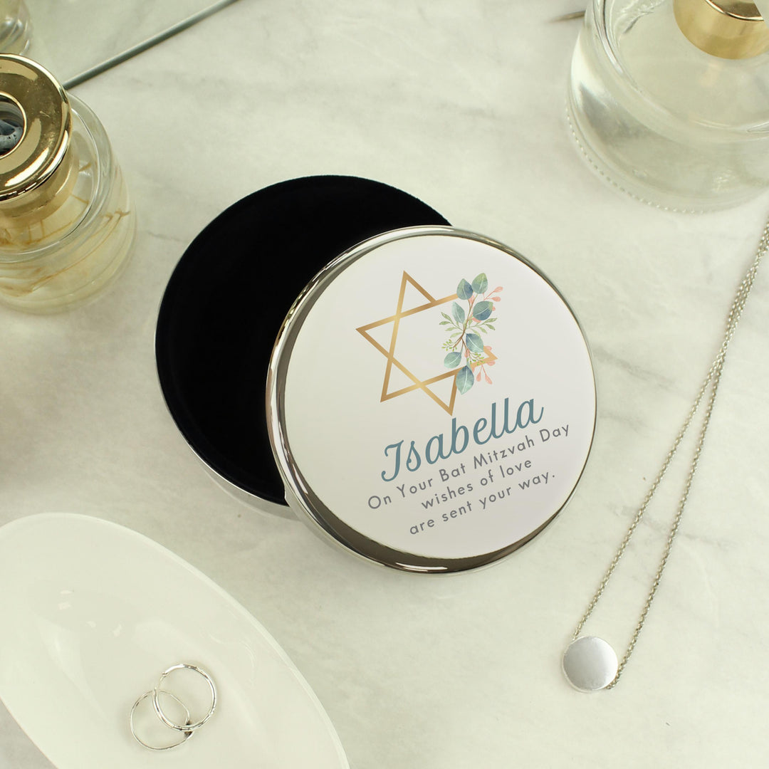 Personalised Bat Mitzvah Round Trinket – alternative view