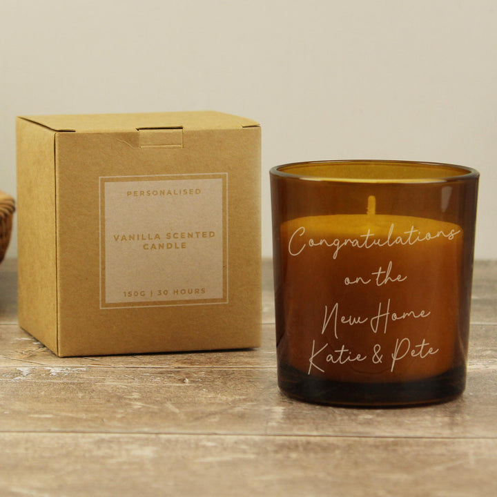 Personalised Engraved Message Amber Glass Candle – alternative view