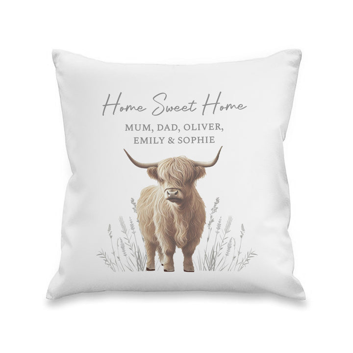Personalised Highland Cow Cushion – alternative view