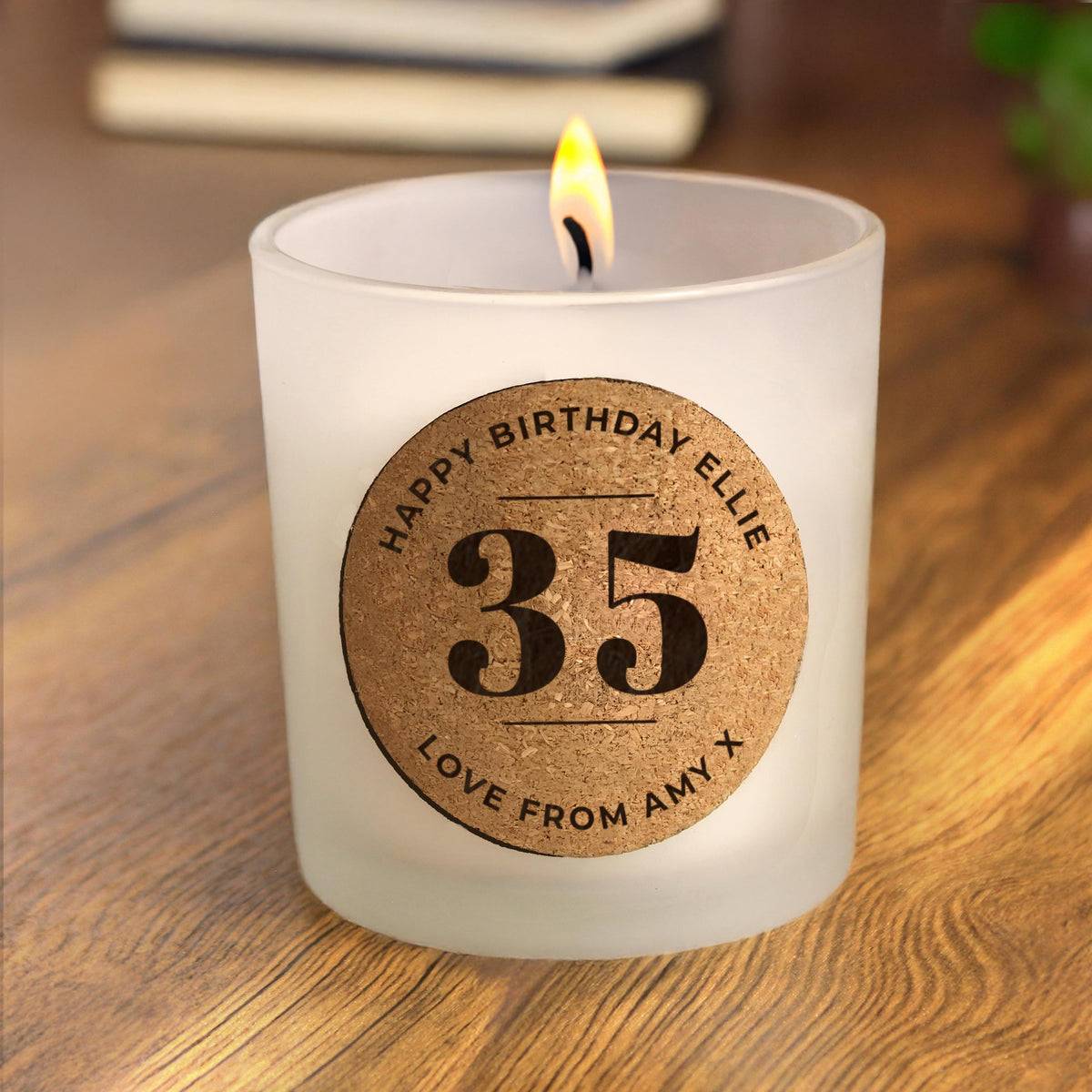 Personalised Birthday Cork Label Candle Jar – alternative view
