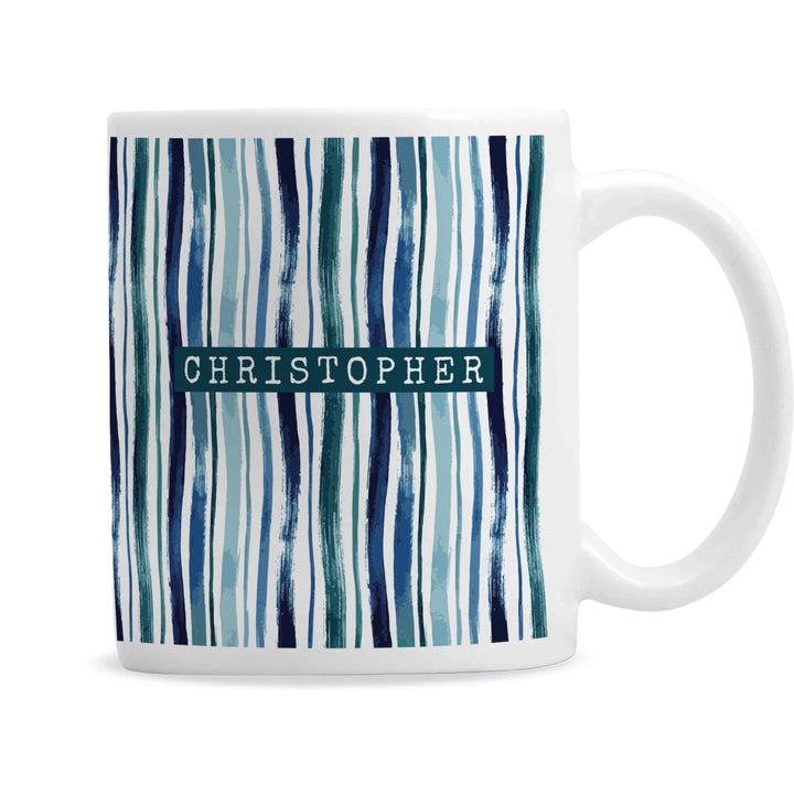 Personalised Blue Stripe Mug, The Personal Shop, personalised gifts