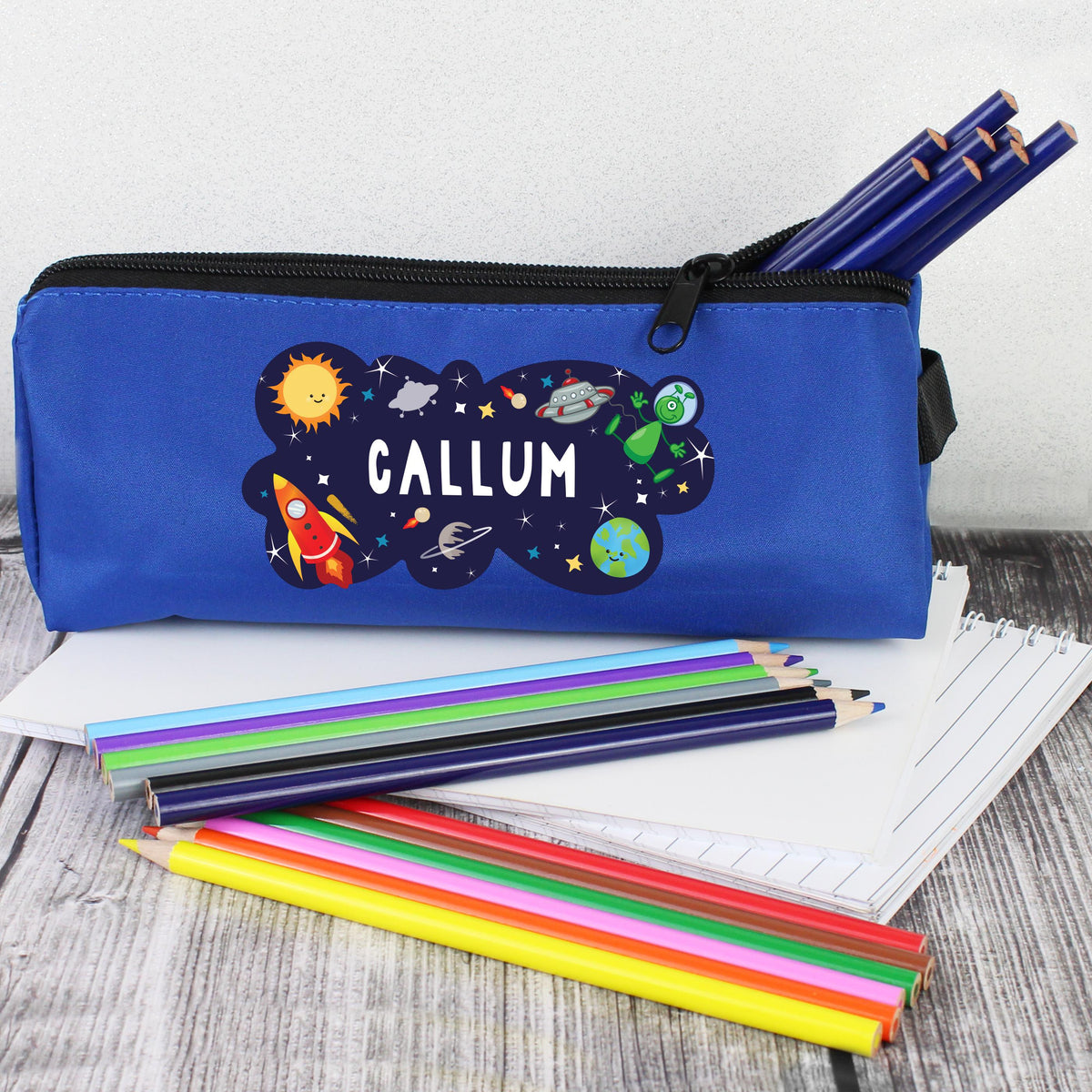 Personalised Space Blue Pencil Case, The Personal Shop, personalised gifts