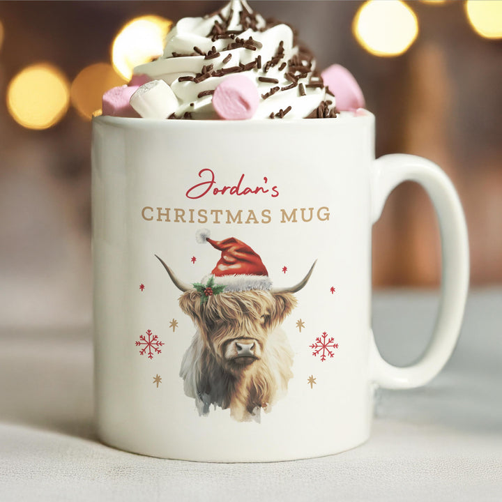 Personalised Highland Cow Christmas Mug – alternative view