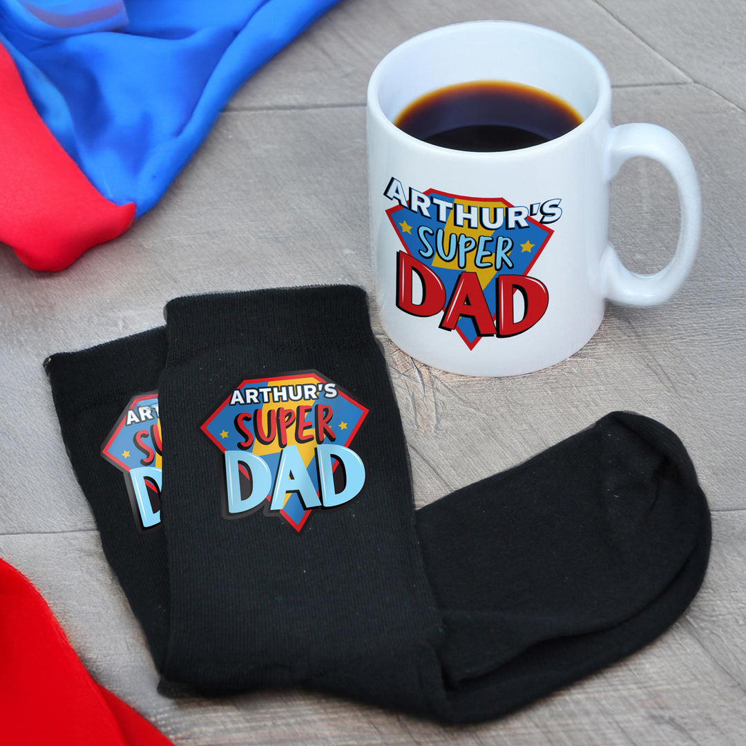 Personalised Super Dad Mug &amp; Socks Set – alternative view