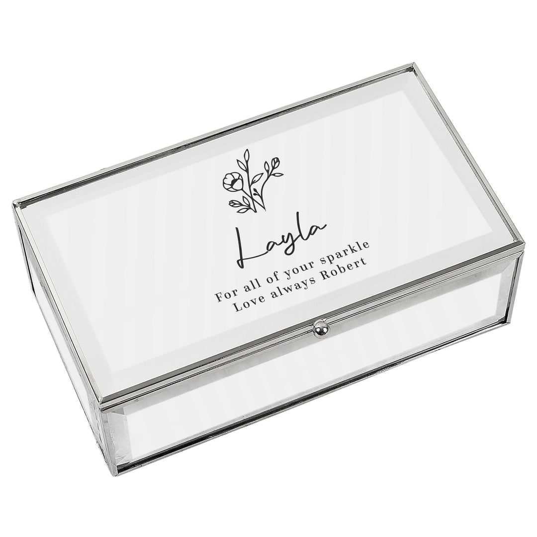 Personalised Floral Mirrored Jewellery Box – alternative view