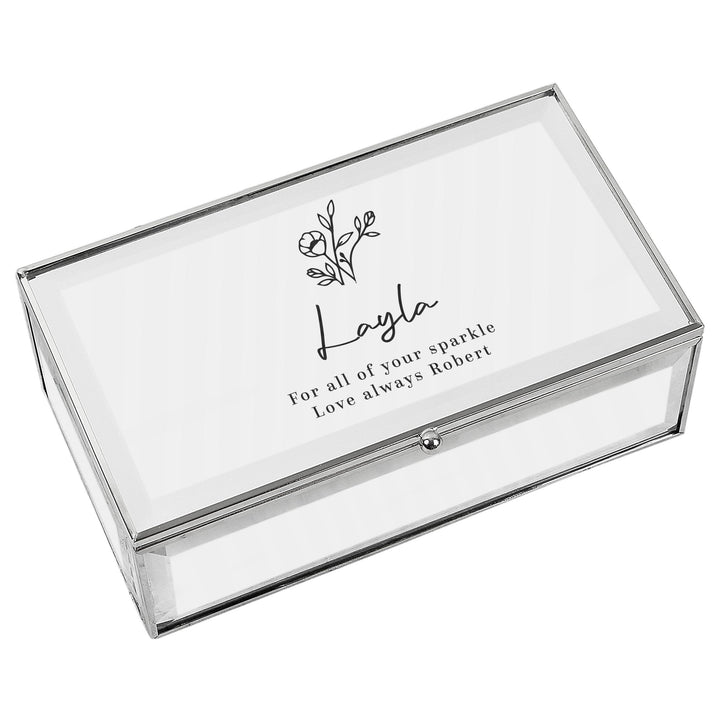 Personalised Floral Mirrored Jewellery Box – alternative view