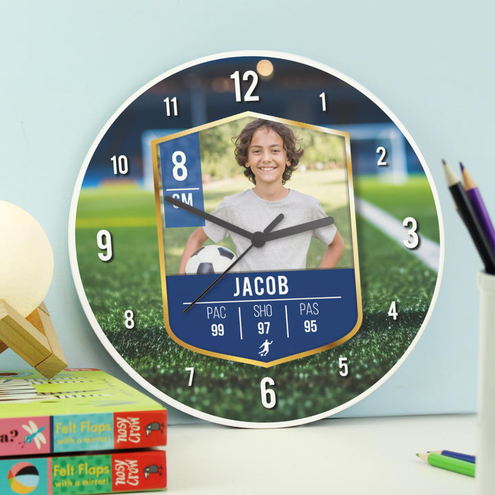 Personalised Football Photo Upload Childrens Clock – alternative view