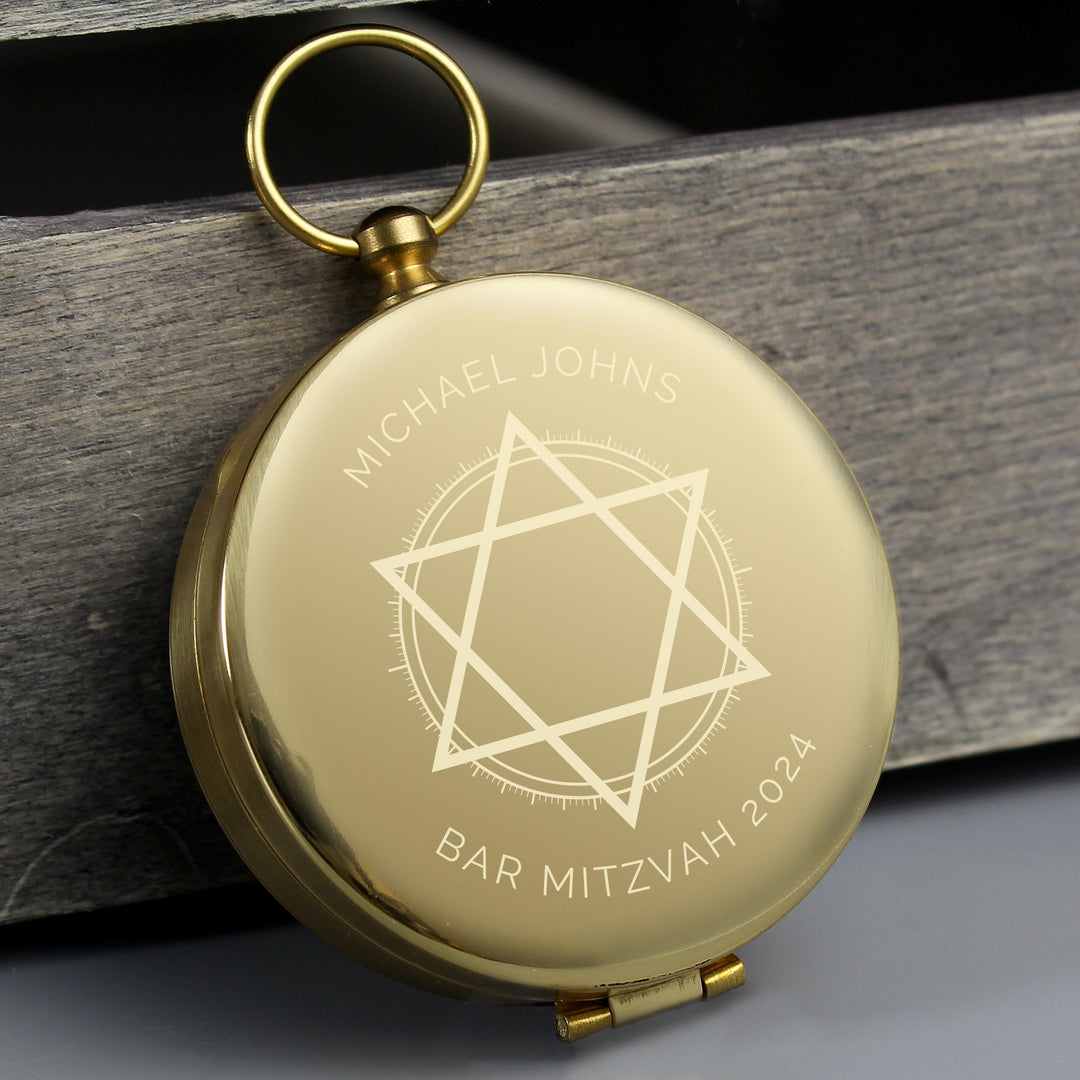 Personalised Bar and Bat Mitzvah Keepsake Compass – alternative view