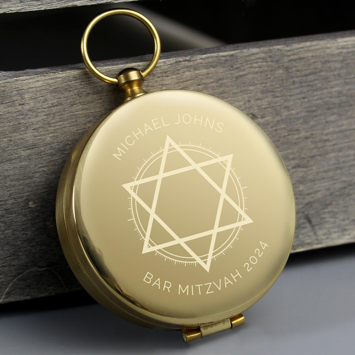 Personalised Bar and Bat Mitzvah Keepsake Compass – alternative view