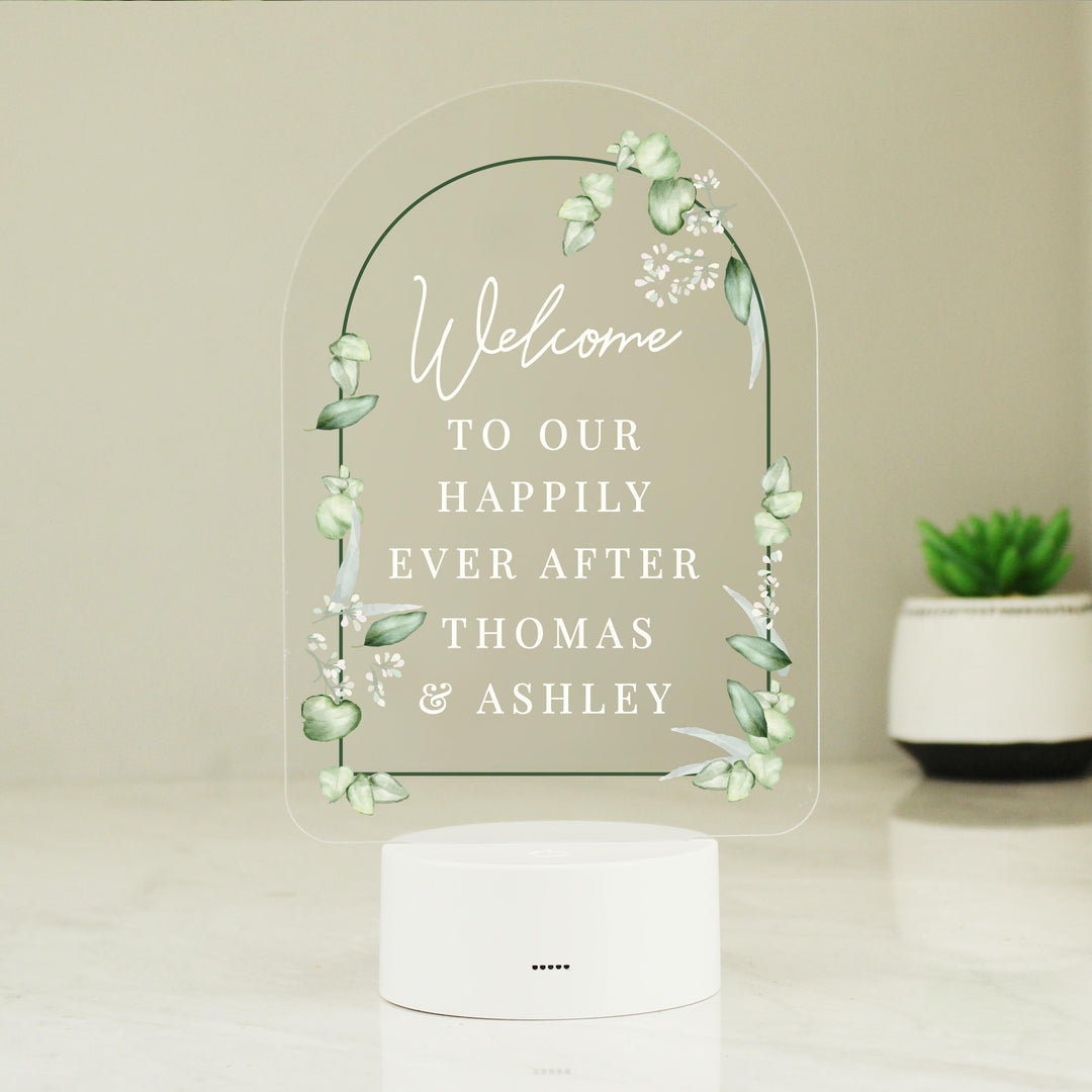 Personalised Botanical Wedding LED Colour Changing Light – alternative view