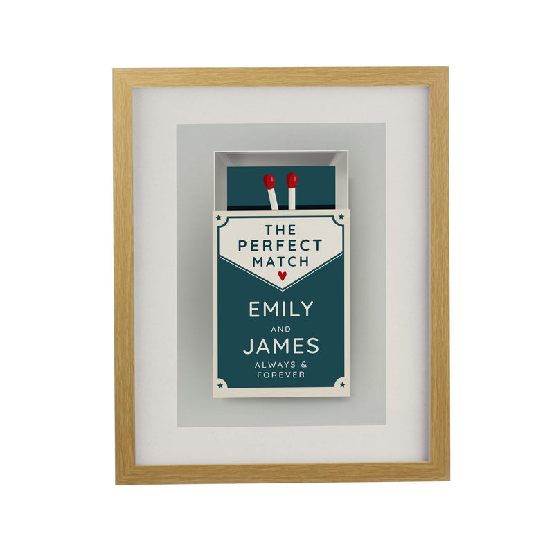 Personalised Perfect Match Oak Poster Frame