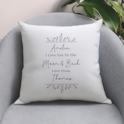 Personalised Grey Floral Cushion