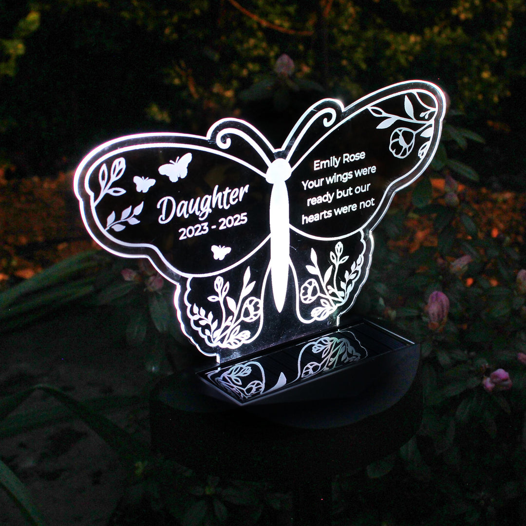 Personalised Butterfly Memorial Solar Light – alternative view