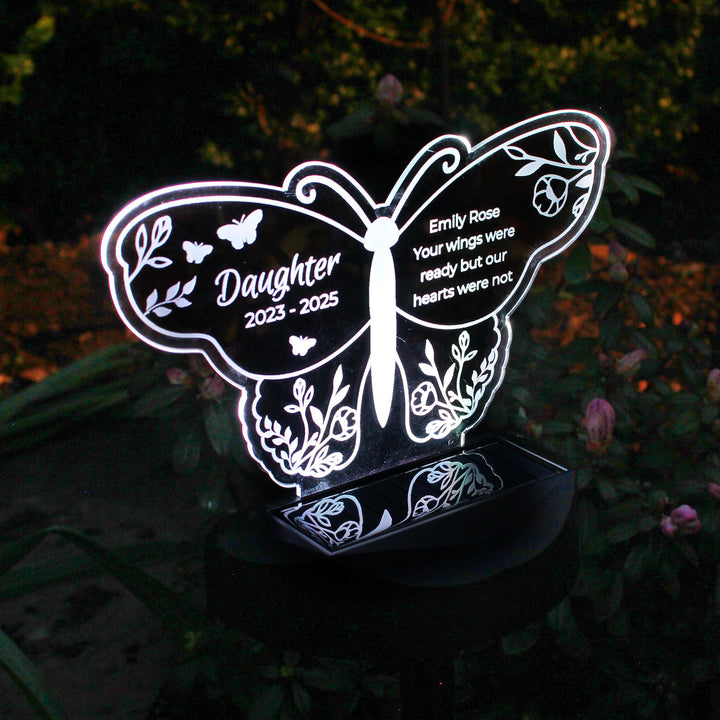 Personalised Butterfly Memorial Solar Light – alternative view