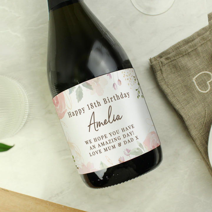 Personalised Floral Watercolour Bottle of Prosecco – alternative view