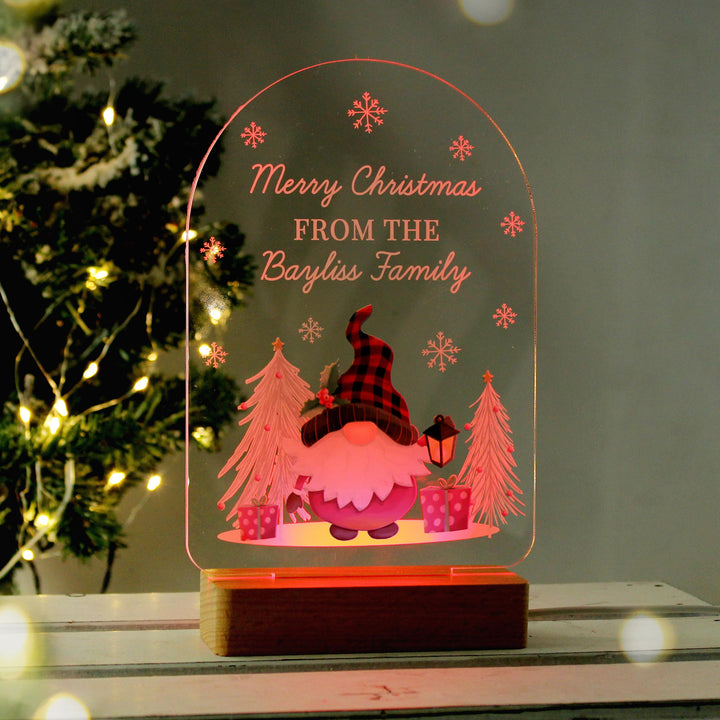 Personalised Gonk Wooden Based LED Christmas Light – alternative view