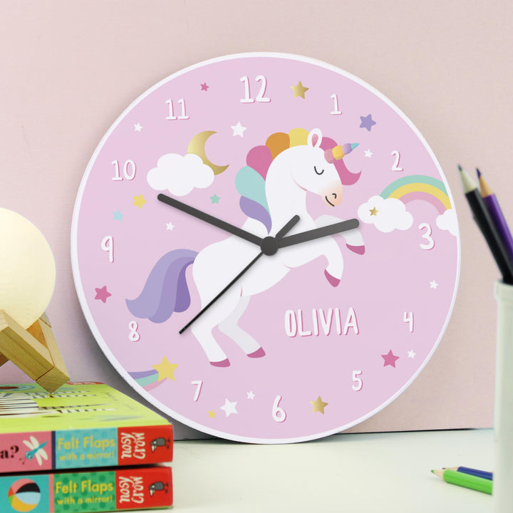 Personalised Unicorn Wooden Childrens Clock – alternative view