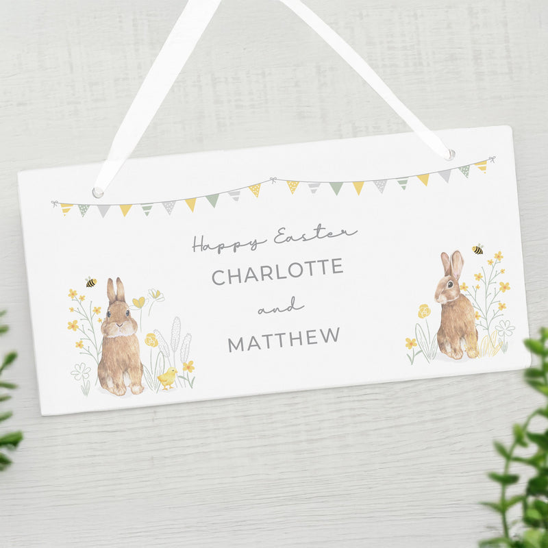 Personalised Spring Bunny Wooden Sign