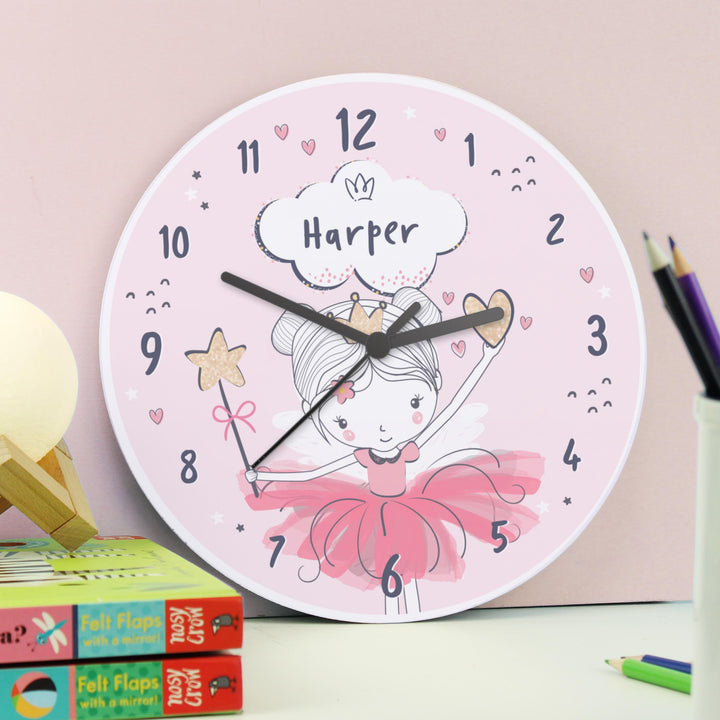 Personalised Fairy Wooden Childrens Clock – alternative view
