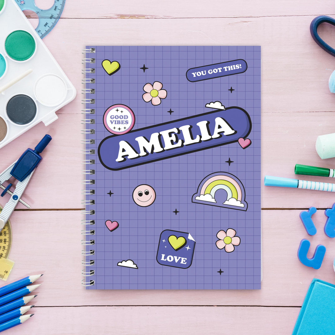 Personalised Good Vibes A5 Notebook – alternative view