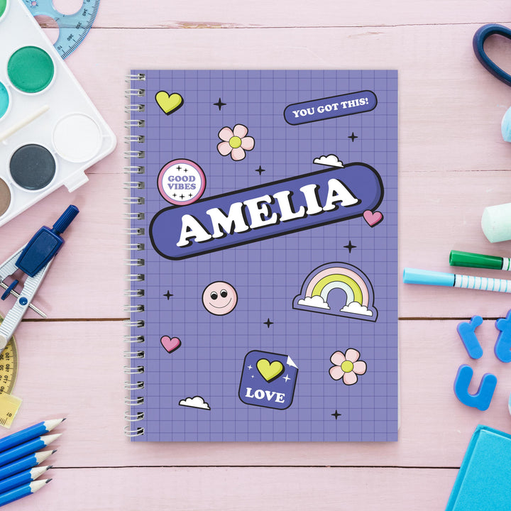 Personalised Good Vibes A5 Notebook – alternative view