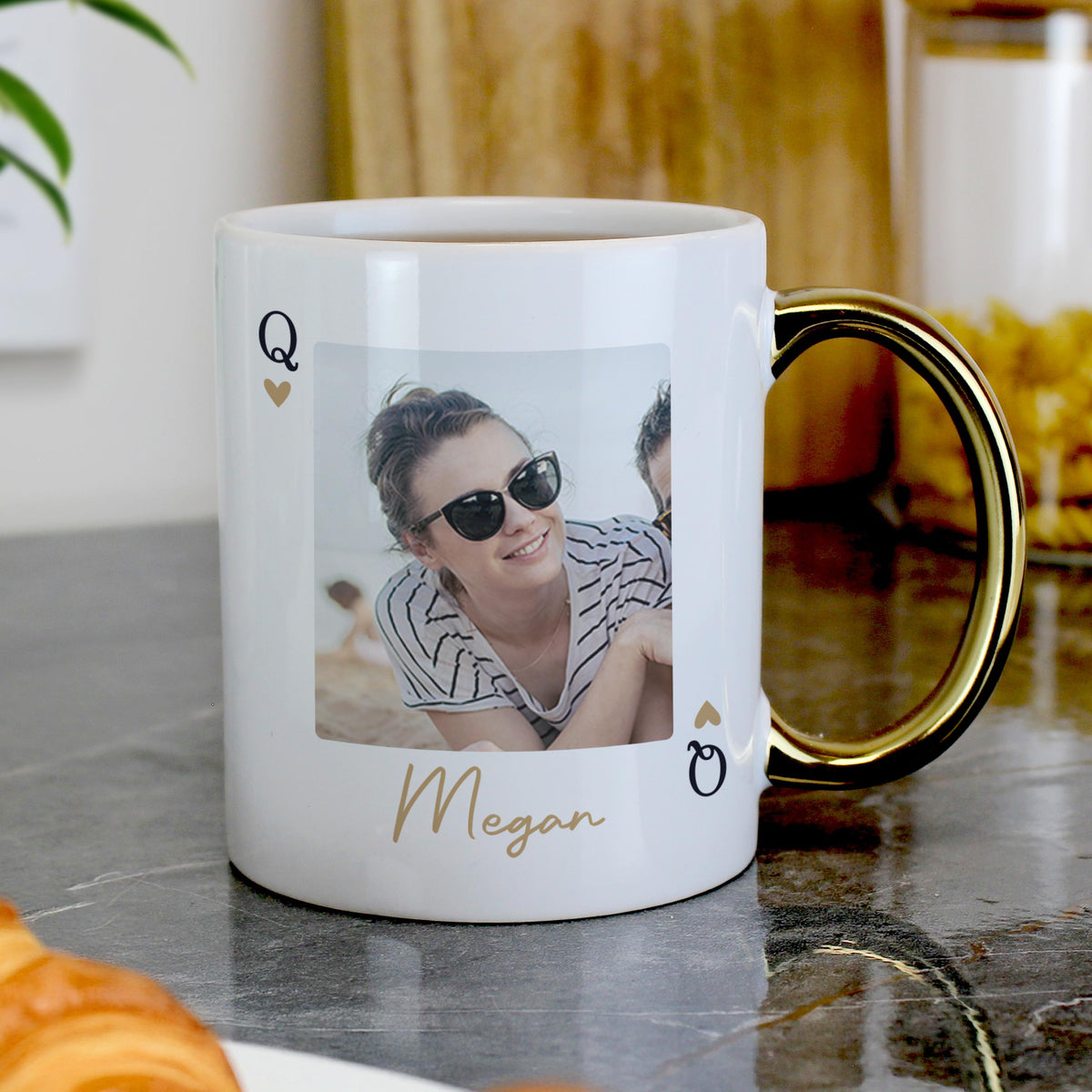Personalised Photo Upload Queen Gold Handle Mug – alternative view