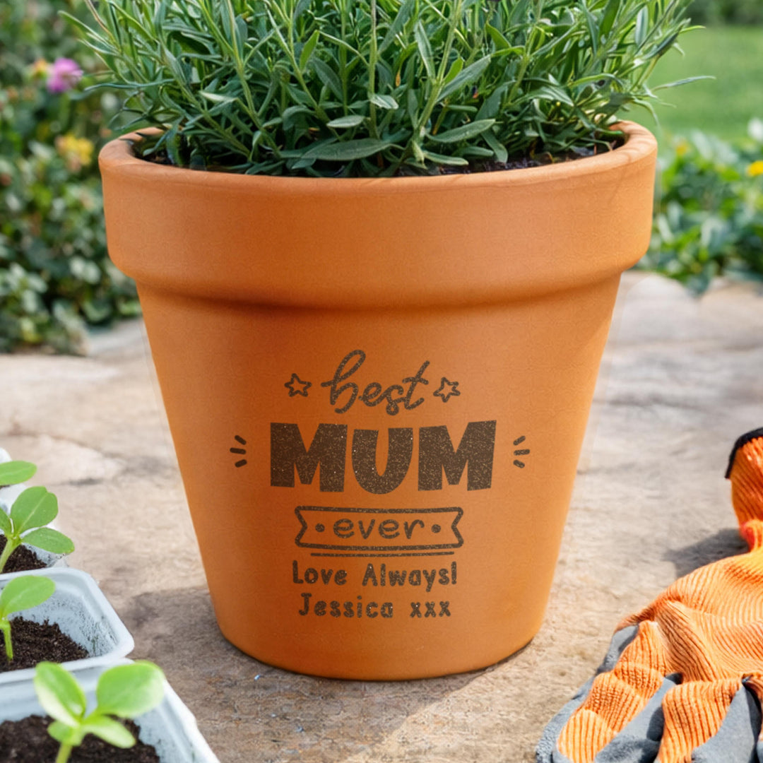Personalised Best Ever Terracotta Plant Pot, The Personal Shop, personalised gifts