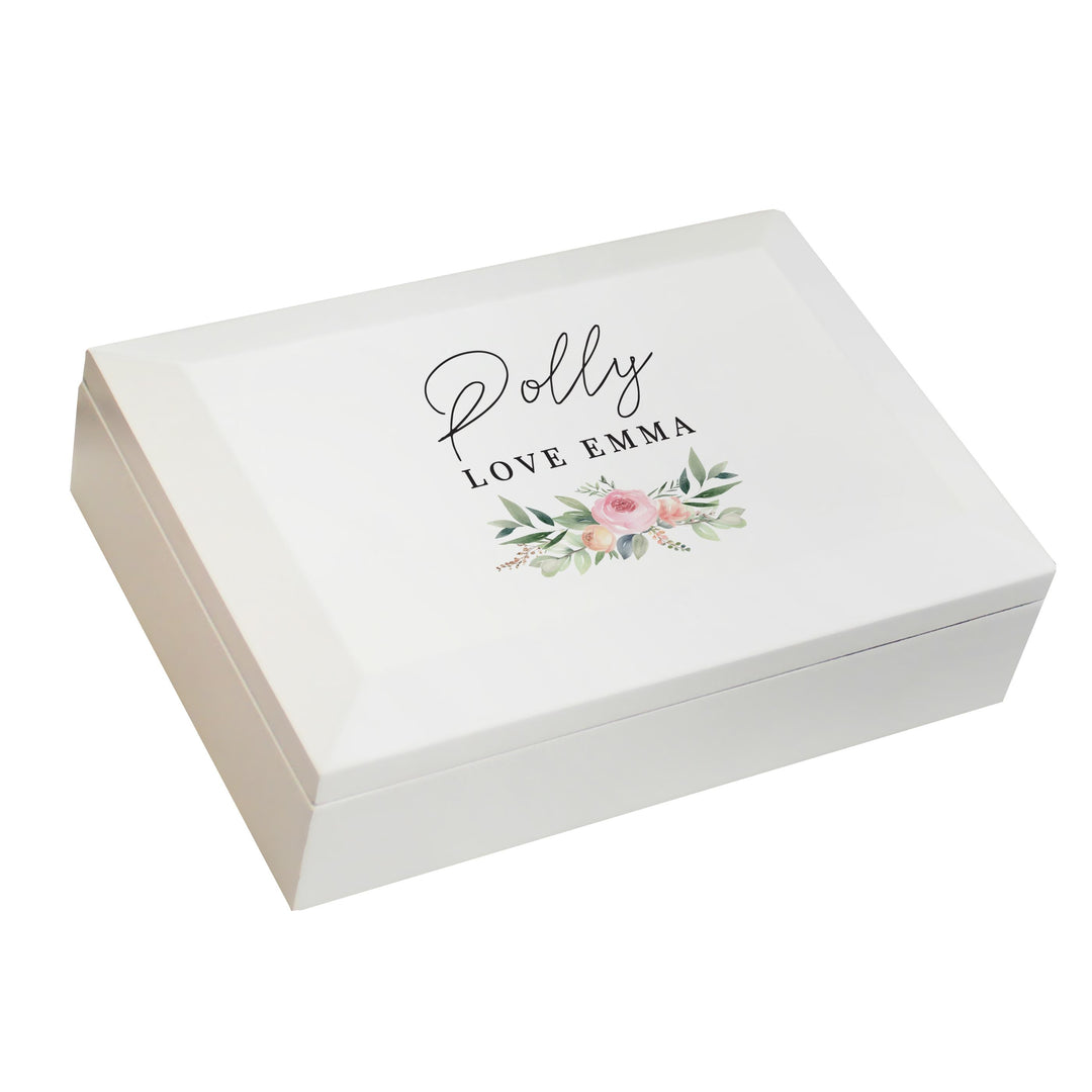 Personalised Floral Wooden Jewellery Box – alternative view
