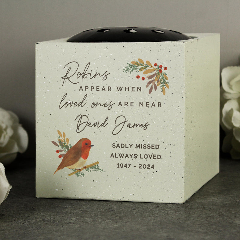 Personalised Robins Appear Memorial Vase