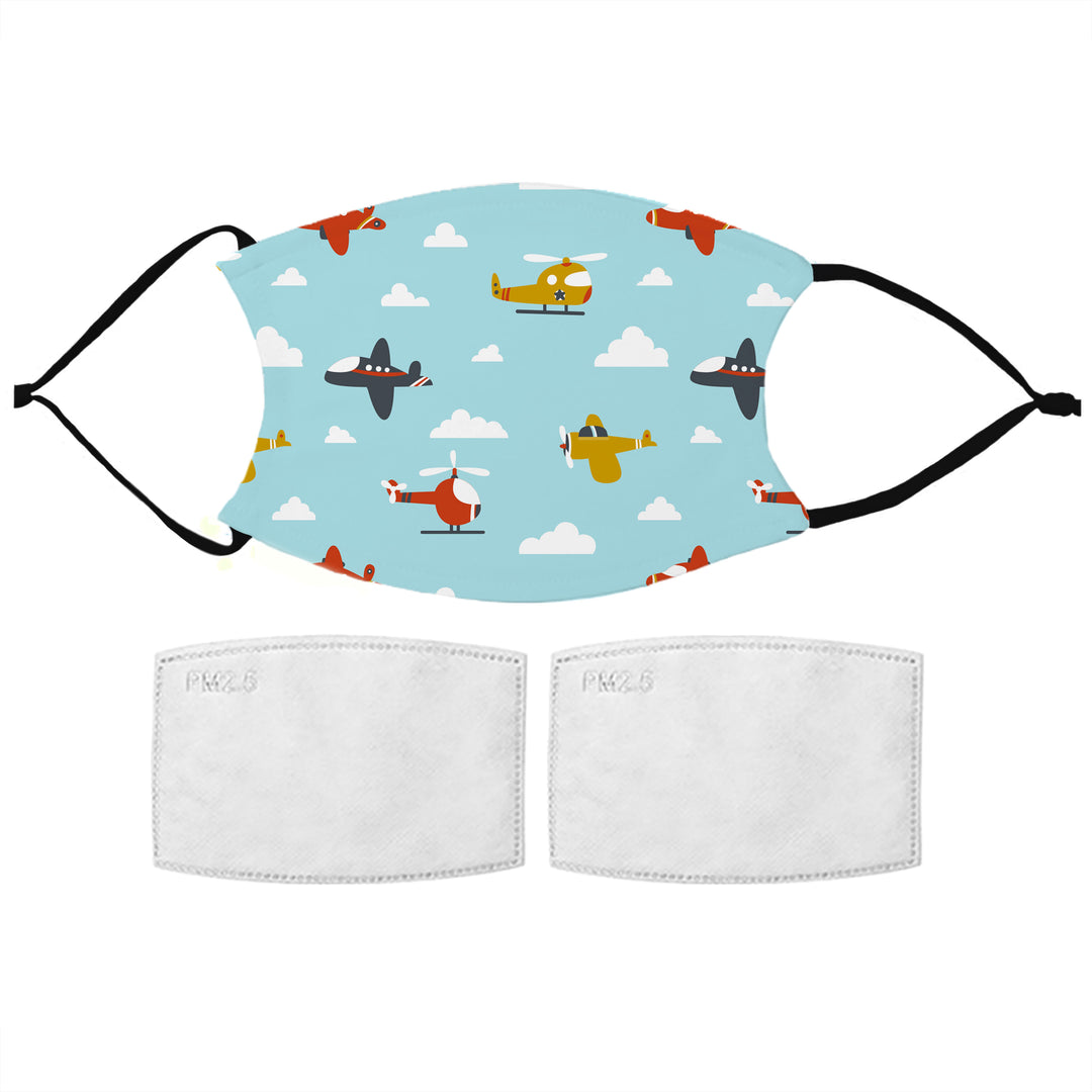 Kids Aeroplane Pattern Reusable Face Mask with Filters, The Personal Shop, personalised gifts
