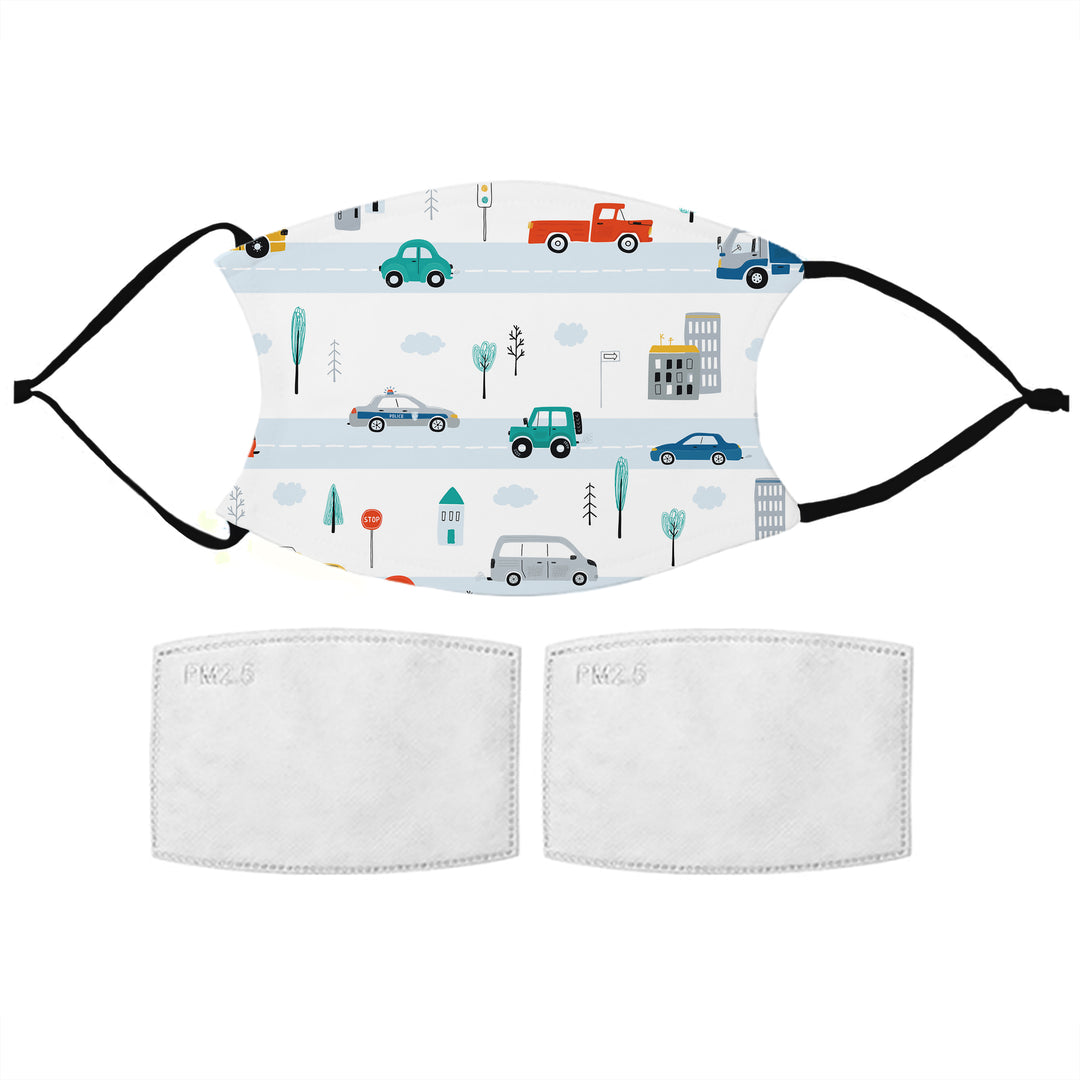 Kids Car Pattern Reusable Face Mask with Filters, The Personal Shop, personalised gifts