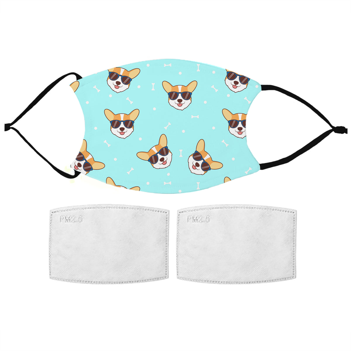Kids Corgi Pattern Reusable Face Mask with PM2.5 Filters, The Personal Shop, personalised gifts