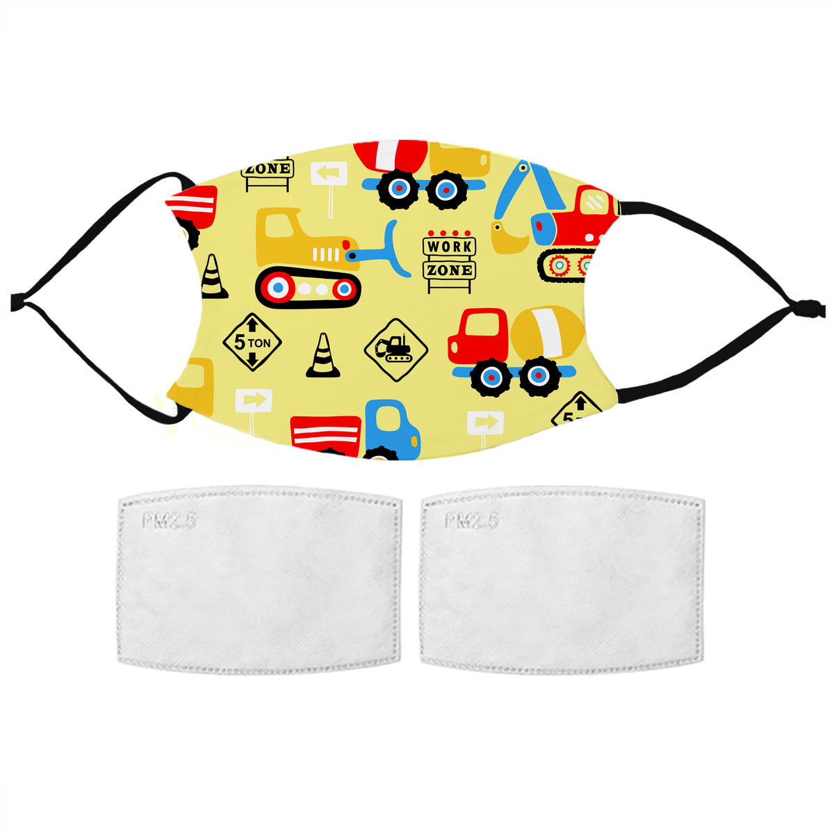 Kids Digger Pattern Reusable Face Mask with Filters, The Personal Shop, personalised gifts