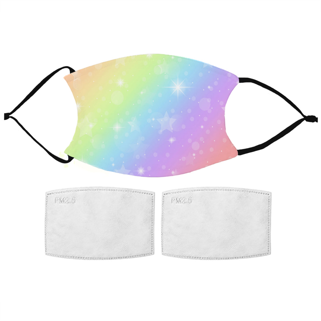 Kids Sparkle Rainbow Reusable Face Mask with Filters