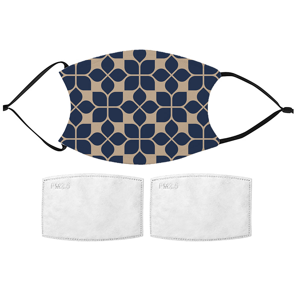 Navy Fleur Pattern Reusable Face Mask with Filters