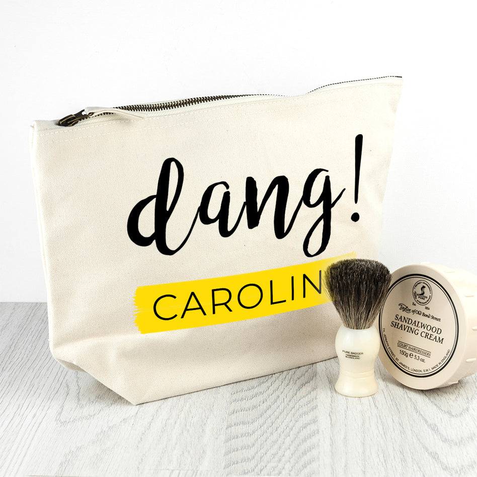 Personalised Cream Wash Bag, The Personal Shop, personalised gifts