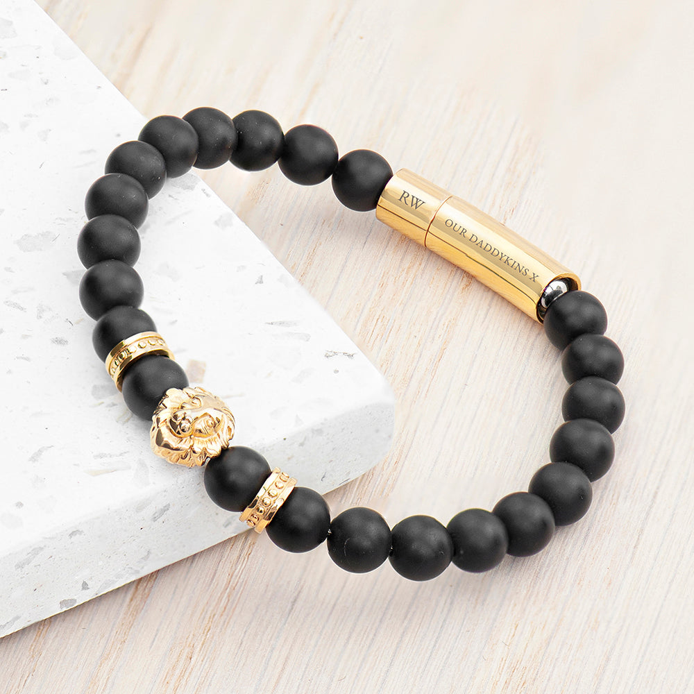 Personalised Mens Golden Lion Bracelet