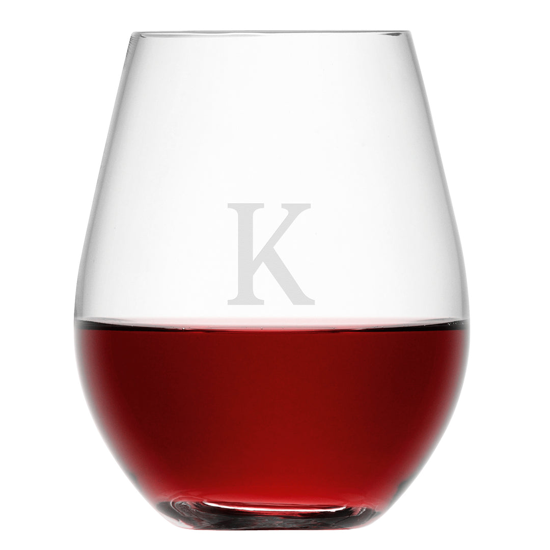 Personalised Monogrammed Stemless Red Wine Glass