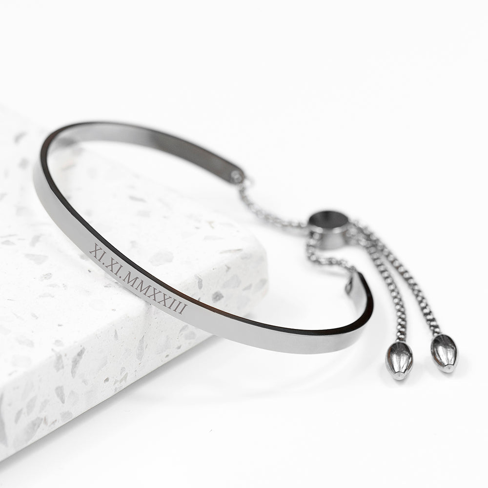Personalised Silver Affirmation Bangle Bracelet