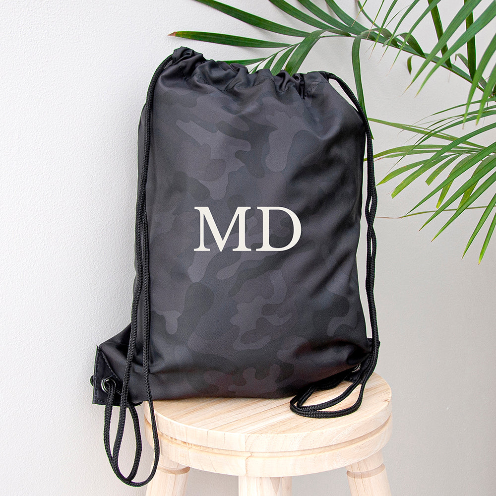 Camouflage Drawstring Bag, The Personal Shop, personalised gifts