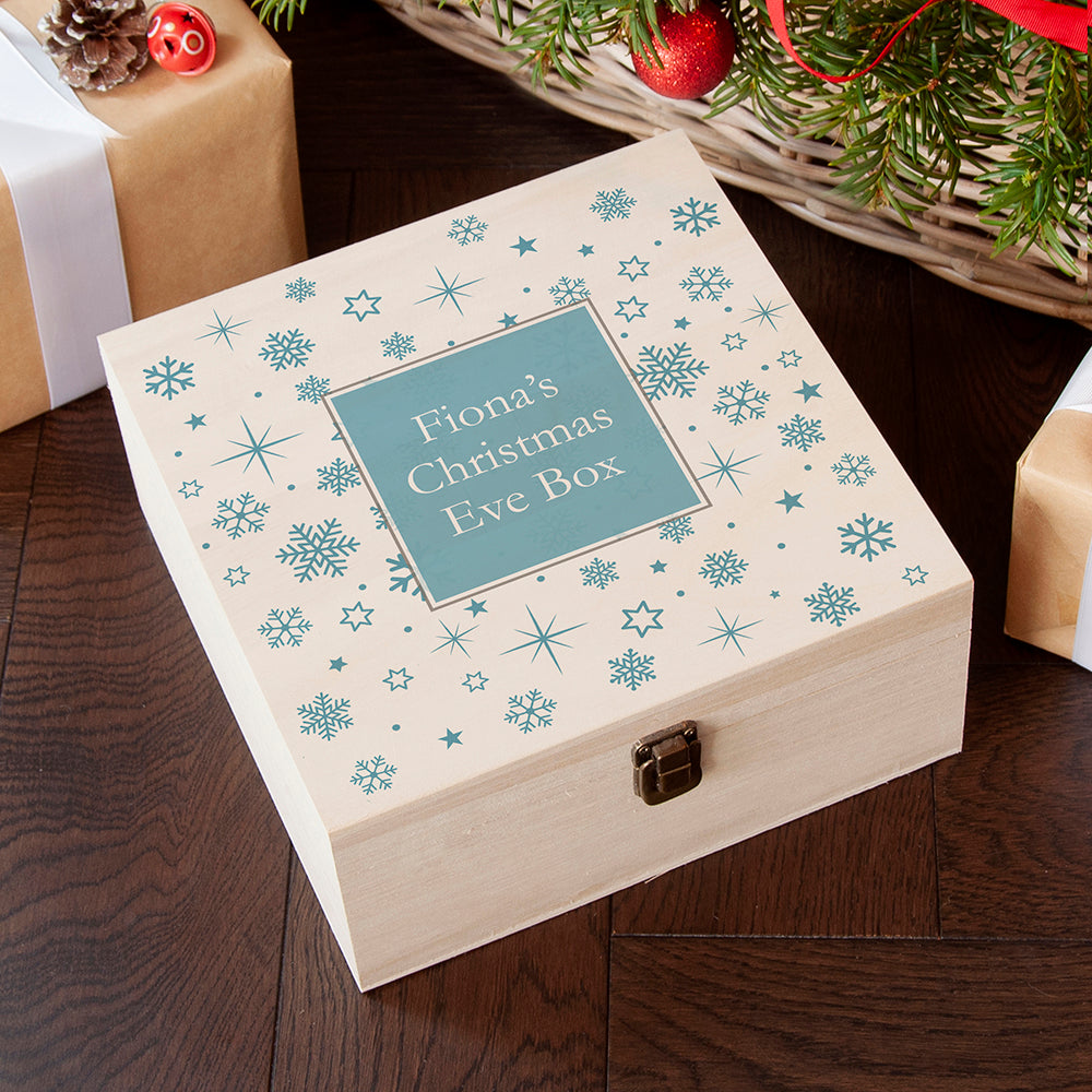 Personalised Ice Blue Snowflake Christmas Eve Box - Medium, The Personal Shop, personalised gifts