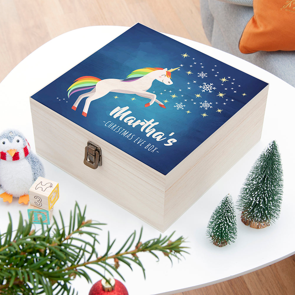 Personalised Rainbow Unicorn Christmas Eve Box - Medium, The Personal Shop, personalised gifts
