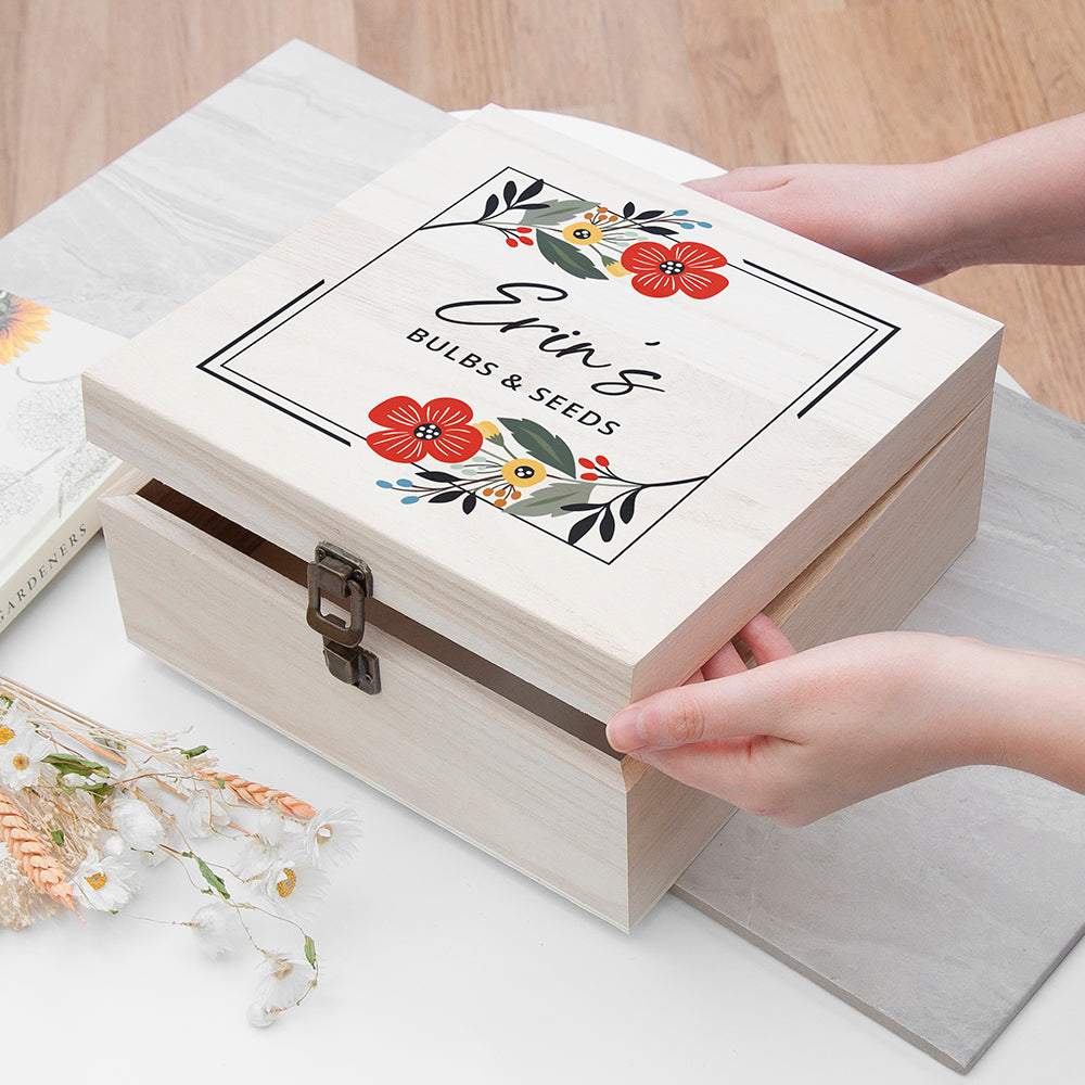 Personalised Floral Frame Accessories Box - Medium